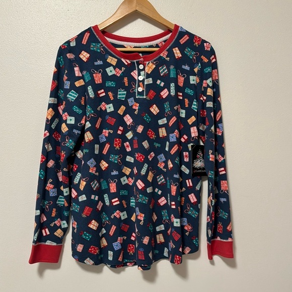 Cuddl Duds Womens M Pajama Top Christmas Holiday NWT Comfortable Soft Lounge - Picture 1 of 10